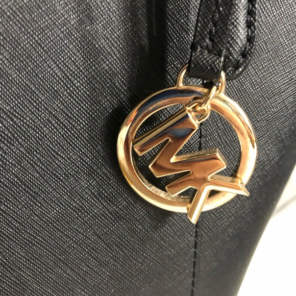 MICHAEL KORS Ciara Large Black Leather Zip Purse Bag Tote Gold Hardware Like New - Picture 3 of 16